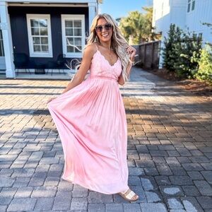 Wishlist Pink Maxi Dress with Lace Detail